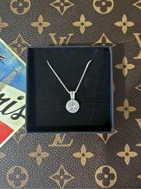 Silver Plated CZ Brilliant Cut Pendant Necklace